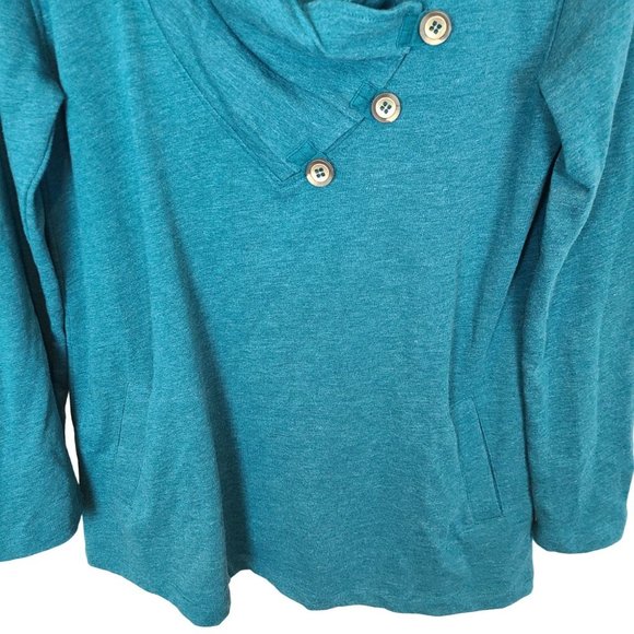 Soft Surroundings Womens S Green Long Sleeves Overlap Collar Terry Tunic Top - Picture 3 of 9